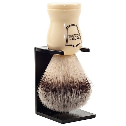 PARKER WHSY SYNTHETIC BRISTLE SHAVING BRUSH - FAUX IVORY HANDLE