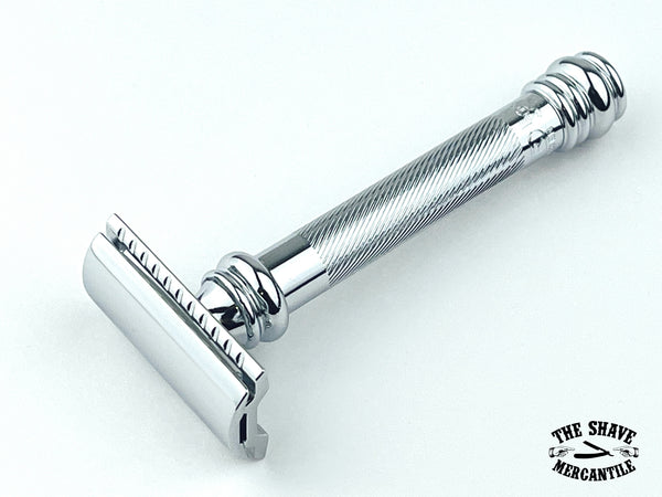 Merkur 38C Safety Razor, Long Barber Pole Handle, Chrome