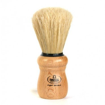 Omega 10005 Boar Bristle Shaving Brush - Beech Wood Handle