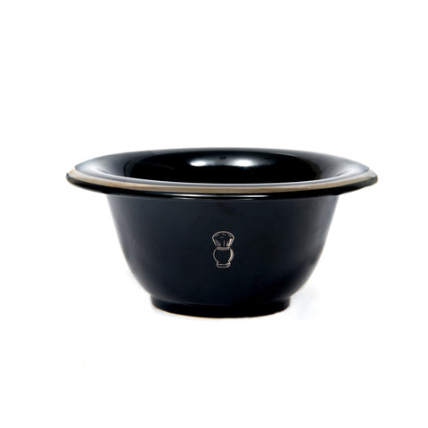Classic Shaving Bowl - Black Porcelain with Silver Rim